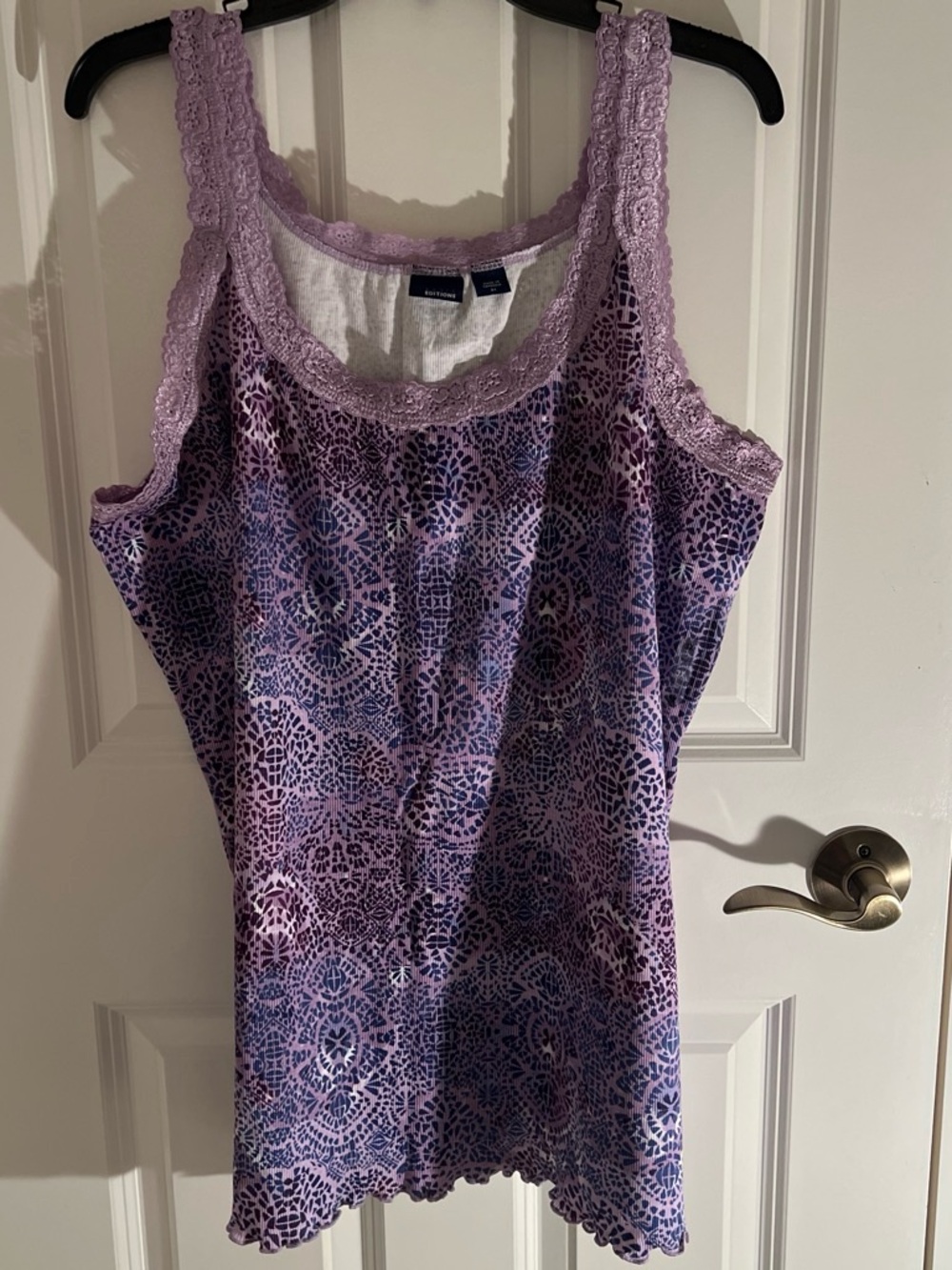 Basic Editions Lavender and Navy Lace-Trim Camisole